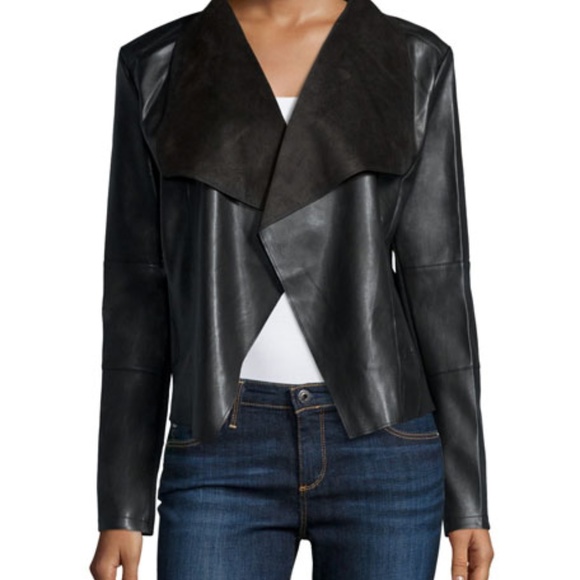 Bagatelle Jackets Coats Draped Faux Leather Jacket Size M